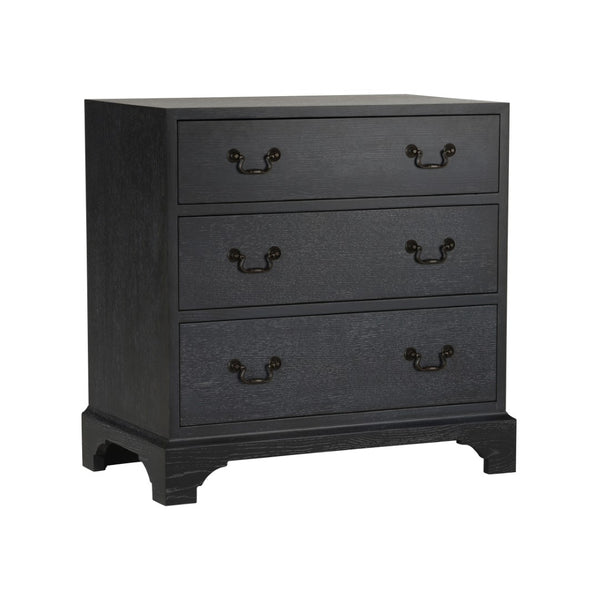 Chelsea House Beaufort Chest In Black Cerused Oak — 18Th-Century Inspired Nightstand With Brushed Nickel Pulls, Storage 370393