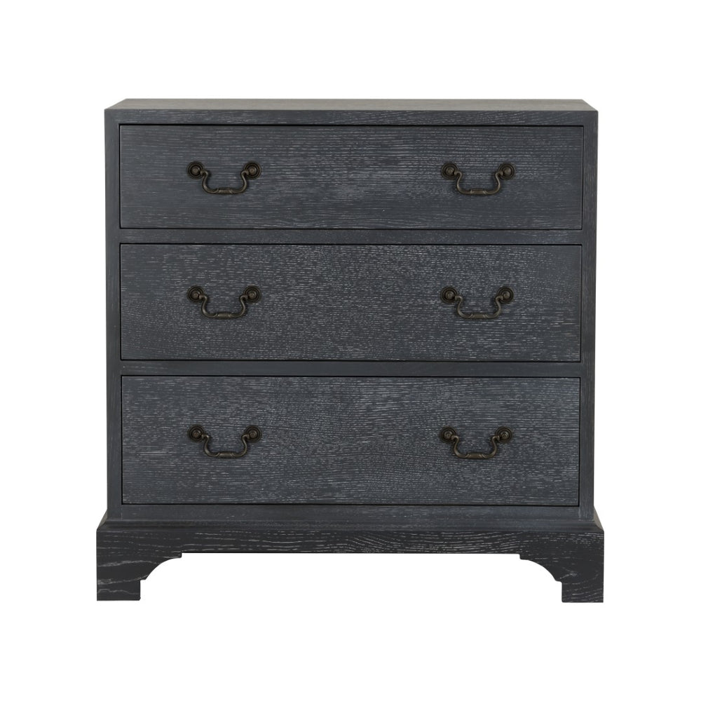 Chelsea House Beaufort Chest In Black Cerused Oak — 18Th-Century Inspired Nightstand With Brushed Nickel Pulls, Storage 370393