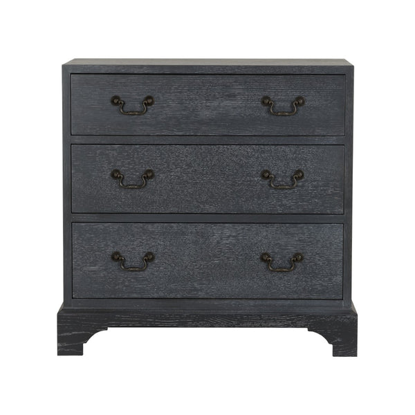 Chelsea House Beaufort Chest In Black Cerused Oak — 18Th-Century Inspired Nightstand With Brushed Nickel Pulls, Storage 370393