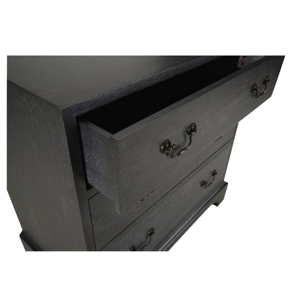 Chelsea House Beaufort Chest In Black Cerused Oak — 18Th-Century Inspired Nightstand With Brushed Nickel Pulls, Storage 370393