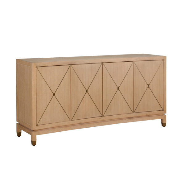 Chelsea House Brentwood Cerused Oak Console With Brass Inlay — Jamie Merida Hollywood Regency 76" Statement Piece 370395