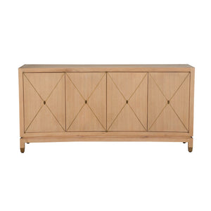 Chelsea House Brentwood Cerused Oak Console With Brass Inlay — Jamie Merida Hollywood Regency 76" Statement Piece 370395