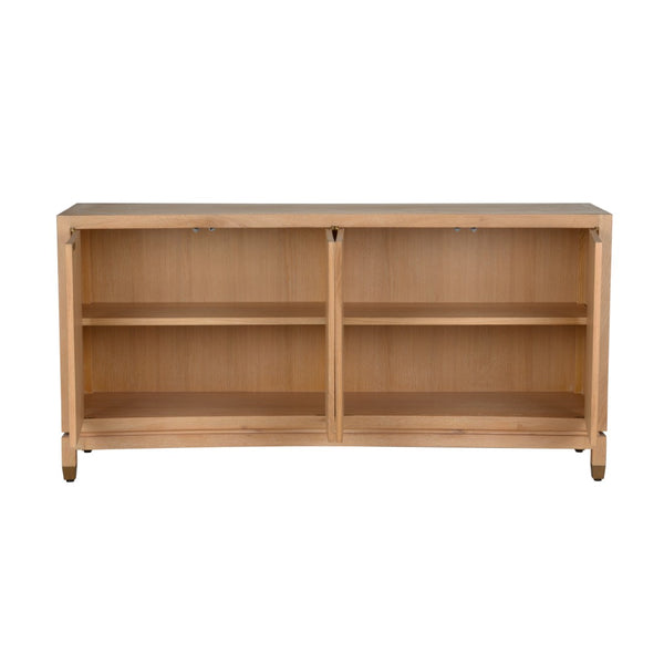 Chelsea House Brentwood Cerused Oak Console With Brass Inlay — Jamie Merida Hollywood Regency 76" Statement Piece 370395