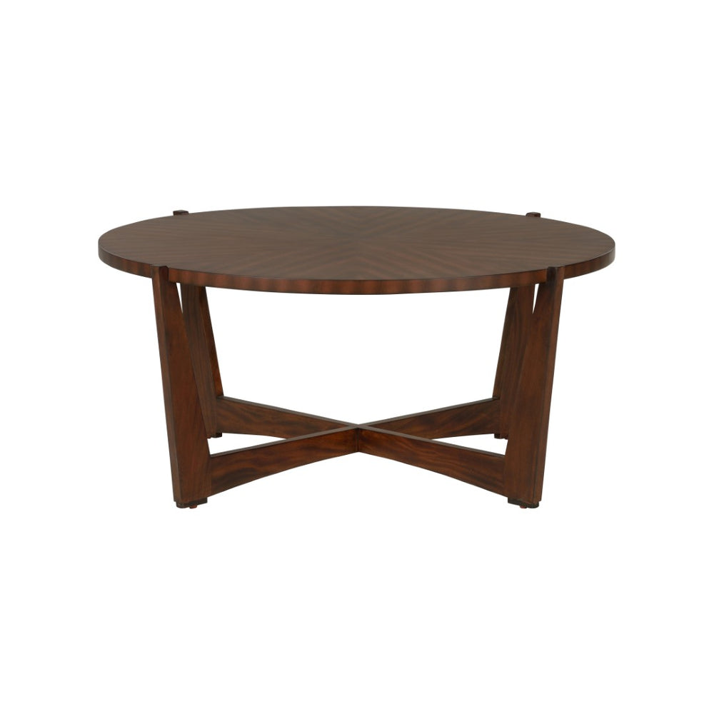 Chelsea House Ardoise Mahogany Cocktail Table — French Mid‑Century Elegance, 42" Round, Jamie Merida Design, Versatile Statement Piece 370396