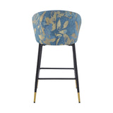 Christopher Knight Home® - Noble House - - Counter Height Bar Stools Set Of 2, Jacquard Upholstered Bar Chairs, Metal Footrest And Frame For Kitchen,Dining Room,28"H Seat Height , Blue