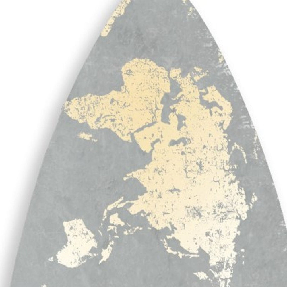 HomeRoots 76" Coastal Grey and Gold Surfboard Wall Art - Vintage-Inspired with Modern Aesthetic for Any Space 370400