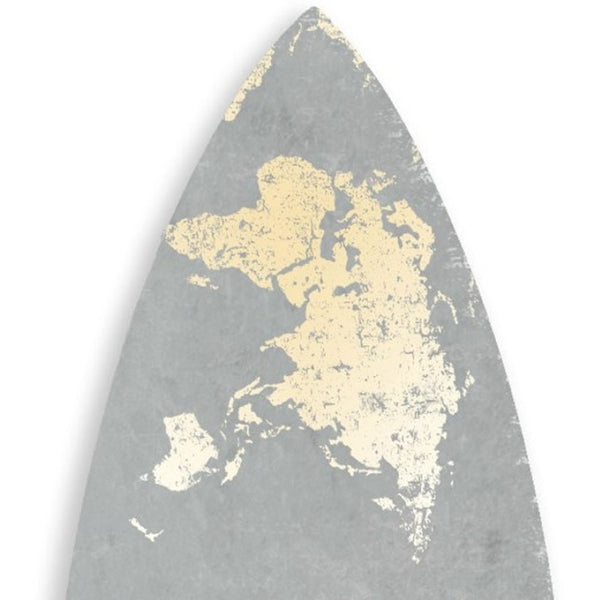 HomeRoots 76" Coastal Grey and Gold Surfboard Wall Art - Vintage-Inspired with Modern Aesthetic for Any Space 370400