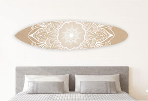 HomeRoots 76" Coastal Floral Medallion Surfboard Wall Sculpture - Dimensional Wood Art for Beachy Interiors 370403