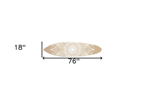 HomeRoots 76" Coastal Floral Medallion Surfboard Wall Sculpture - Dimensional Wood Art for Beachy Interiors 370403