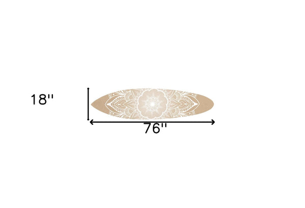 HomeRoots 76" Coastal Floral Medallion Surfboard Wall Sculpture - Dimensional Wood Art for Beachy Interiors 370403