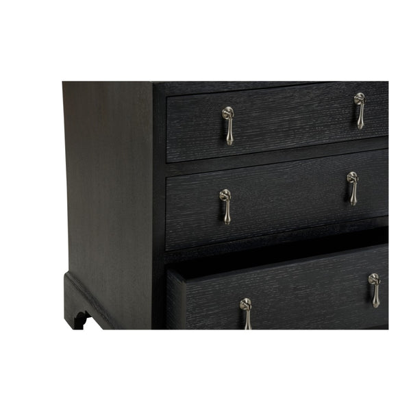Chelsea House Cooper Cooper River Chest In Black Cerused Oak With Nickel Drop Pulls — Low Country Design, Compact Elegance 370404