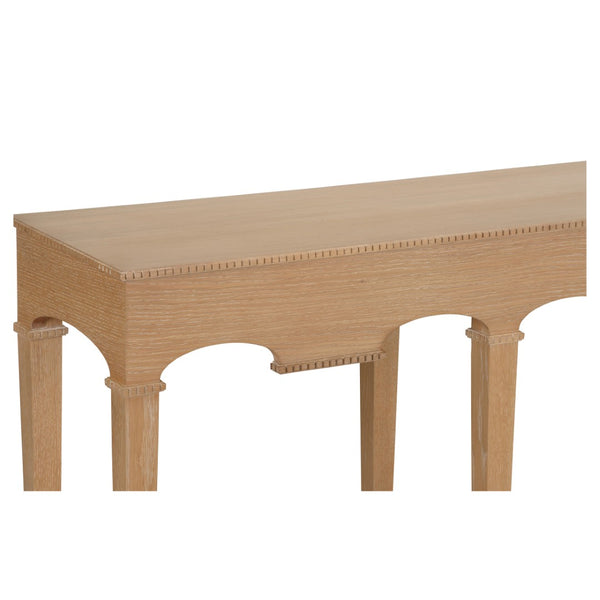 Chelsea House Oslo Cerused Oak Console Table — Gustavian-Inspired Slim 69" Entry Hall Table With Open Base 370405
