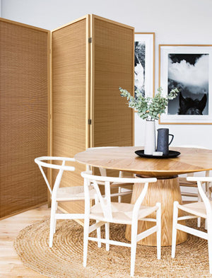 Homeroots 6" Light Bamboo 3 Panel Room Divider Screen  Wood 370410