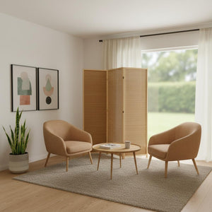 HomeRoots 6" Light Bamboo 3-Panel Room Divider – Stylish, Eco-Friendly Privacy Screen for Any Space Decor 57" x 1" x 71" 370410
