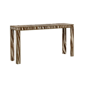 Chelsea House Zebra Hair-On-Hide Console Table With Brass Nailhead Trim, Parsons Silhouette, Narrow Elegant Foyer Piece 370413