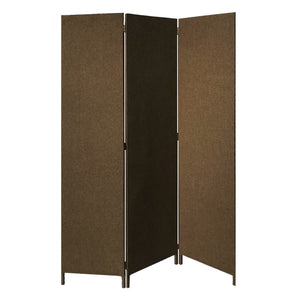 Homeroots Brown Upholstered 3 Panel Room Divider Screen Brown Jute 370414