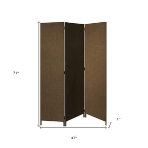 Homeroots Brown Upholstered 3 Panel Room Divider Screen Brown Jute 370414