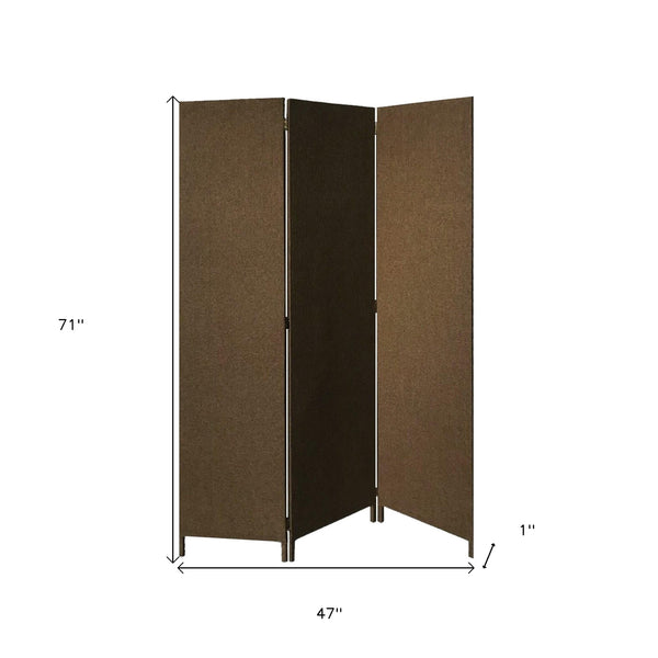 Homeroots Brown Upholstered 3 Panel Room Divider Screen Brown Jute 370414