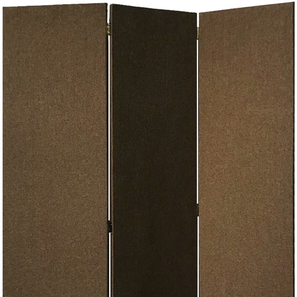 Homeroots Brown Upholstered 3 Panel Room Divider Screen Brown Jute 370414