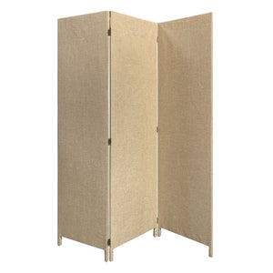 Homeroots Beige Upholstered 3 Panel Room Divider Screen Beige Jute 370415