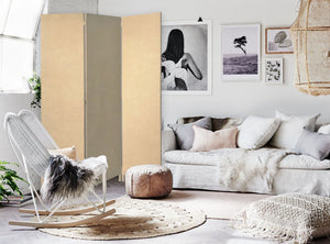 Homeroots Beige Upholstered 3 Panel Room Divider Screen Beige Jute 370415