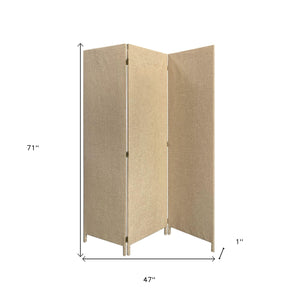 Homeroots Beige Upholstered 3 Panel Room Divider Screen Beige Jute 370415
