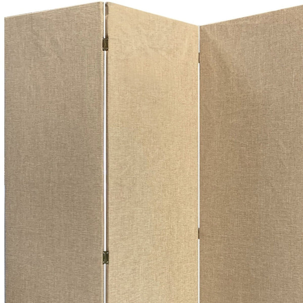 Homeroots Beige Upholstered 3 Panel Room Divider Screen Beige Jute 370415