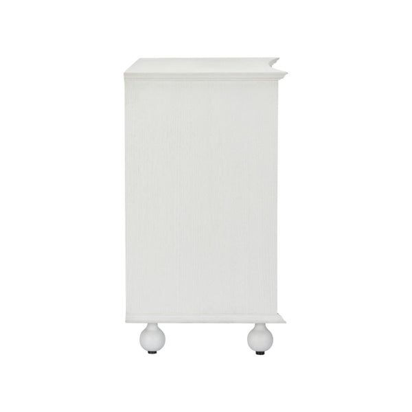 Chelsea House Maxwell White Chest With Raffia Drawers, Antique Brass Hardware, 5-Drawer Coastal Storage Accent (38"W) 370416