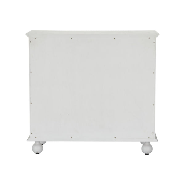 Chelsea House Maxwell White Chest With Raffia Drawers, Antique Brass Hardware, 5-Drawer Coastal Storage Accent (38"W) 370416