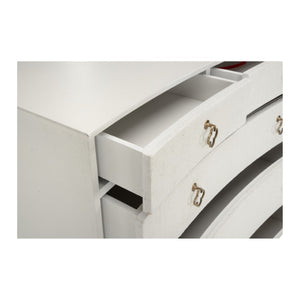 Chelsea House Maxwell White Chest With Raffia Drawers, Antique Brass Hardware, 5-Drawer Coastal Storage Accent (38"W) 370416