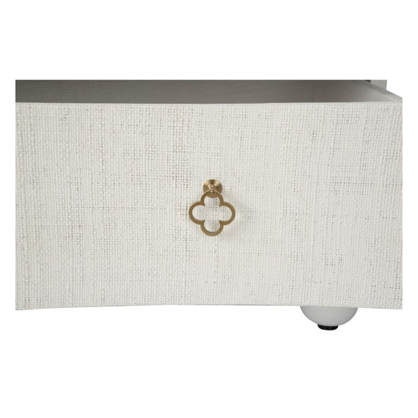 Chelsea House Maxwell White Chest With Raffia Drawers, Antique Brass Hardware, 5-Drawer Coastal Storage Accent (38"W) 370416