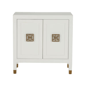 Chelsea House Jill Bedside Chest With Polished Brass Hardware — Jamie Merida Design, White Modern Asian-Inspired Nightstand 370417