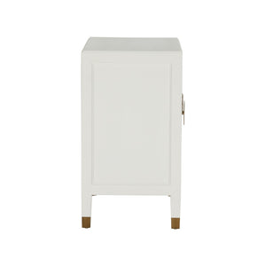 Chelsea House Jill Bedside Chest With Polished Brass Hardware — Jamie Merida Design, White Modern Asian-Inspired Nightstand 370417