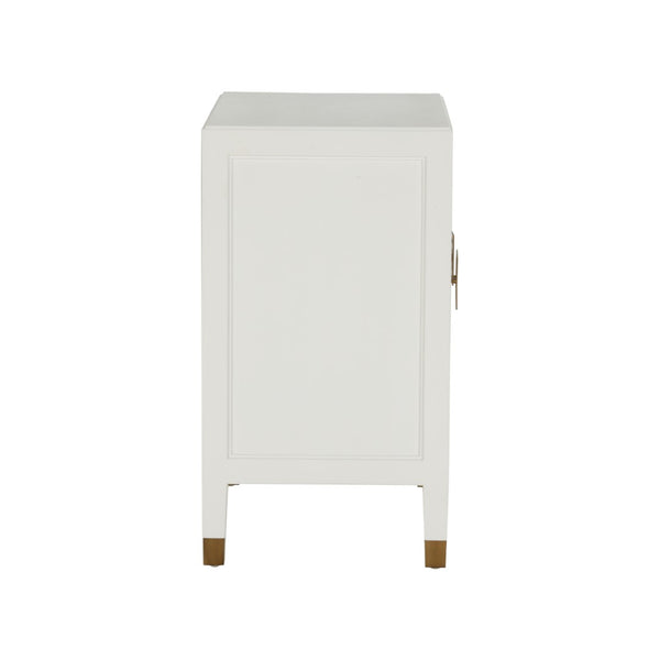 Chelsea House Jill Bedside Chest With Polished Brass Hardware — Jamie Merida Design, White Modern Asian-Inspired Nightstand 370417
