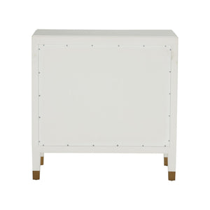 Chelsea House Jill Bedside Chest With Polished Brass Hardware — Jamie Merida Design, White Modern Asian-Inspired Nightstand 370417