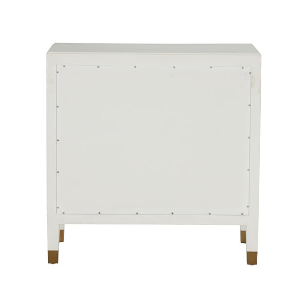 Chelsea House Jill Bedside Chest With Polished Brass Hardware — Jamie Merida Design, White Modern Asian-Inspired Nightstand 370417