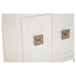 Chelsea House Jill Bedside Chest With Polished Brass Hardware — Jamie Merida Design, White Modern Asian-Inspired Nightstand 370417