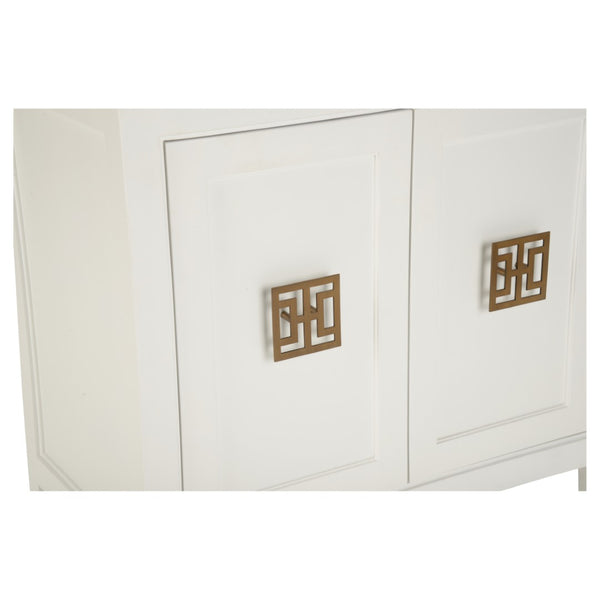 Chelsea House Jill Bedside Chest With Polished Brass Hardware — Jamie Merida Design, White Modern Asian-Inspired Nightstand 370417