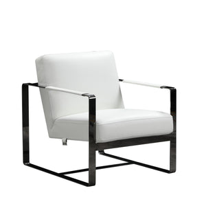 Homeroots 36" White And Black Fabric Arm Chair White  370417
