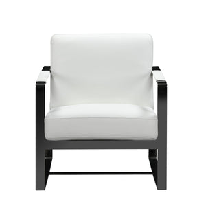 Homeroots 36" White And Black Fabric Arm Chair White  370417