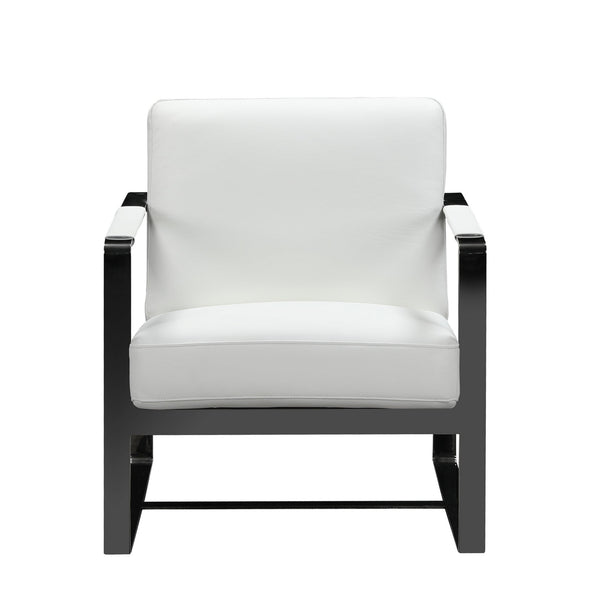 Homeroots 36" White And Black Fabric Arm Chair White  370417