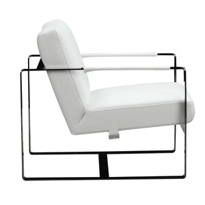 Homeroots 36" White And Black Fabric Arm Chair White  370417