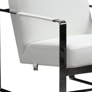 HomeRoots 36" Striking Fabric Arm Chair for Modern Minimalism with Plush Comfort and Stylish Black Legs White 370417