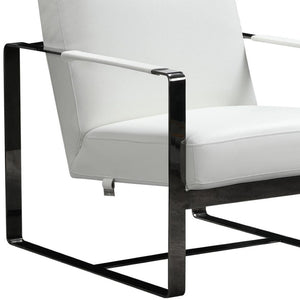 HomeRoots 36" Striking Fabric Arm Chair for Modern Minimalism with Plush Comfort and Stylish Black Legs White 370417