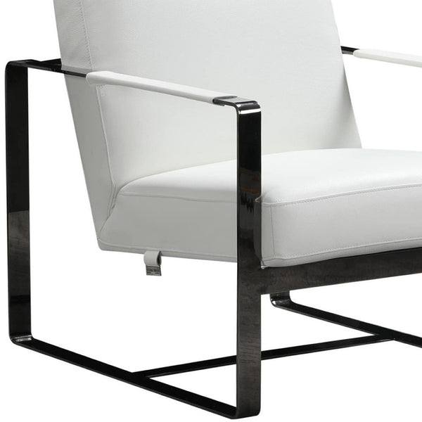 HomeRoots 36" Striking Fabric Arm Chair for Modern Minimalism with Plush Comfort and Stylish Black Legs White 370417