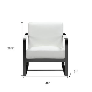 HomeRoots 36" Striking Fabric Arm Chair for Modern Minimalism with Plush Comfort and Stylish Black Legs White 370417