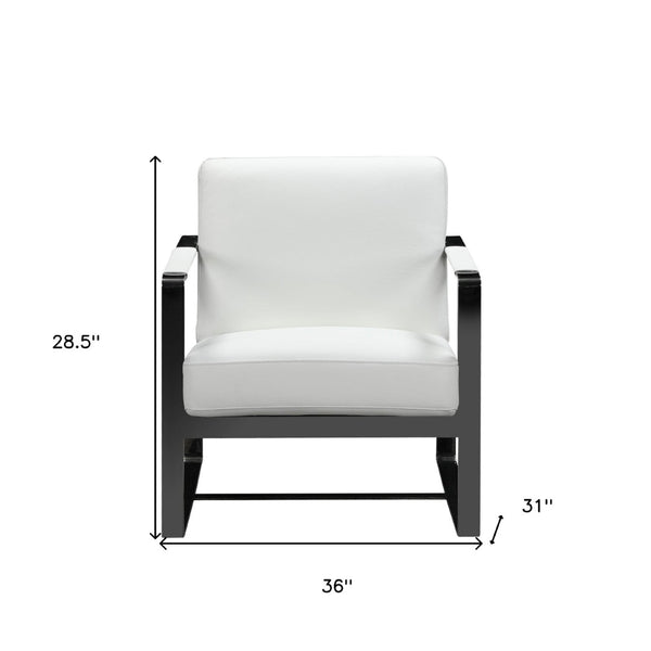 HomeRoots 36" Striking Fabric Arm Chair for Modern Minimalism with Plush Comfort and Stylish Black Legs White 370417