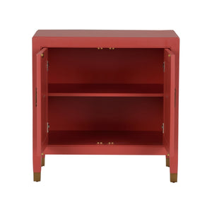 Chelsea House Jill Red Lacquer Bedside Chest - Modern Asian Design With Brass Pulls, Durable Joinery, Ample Storage 370418
