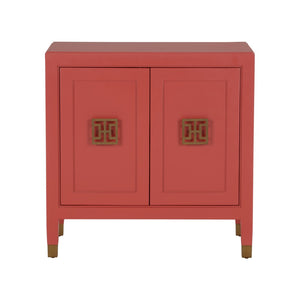 Chelsea House Jill Red Lacquer Bedside Chest - Modern Asian Design With Brass Pulls, Durable Joinery, Ample Storage 370418