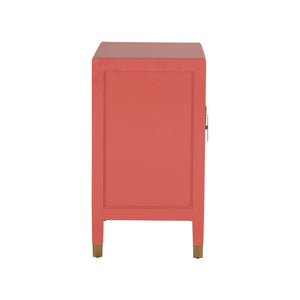 Chelsea House Jill Red Lacquer Bedside Chest - Modern Asian Design With Brass Pulls, Durable Joinery, Ample Storage 370418